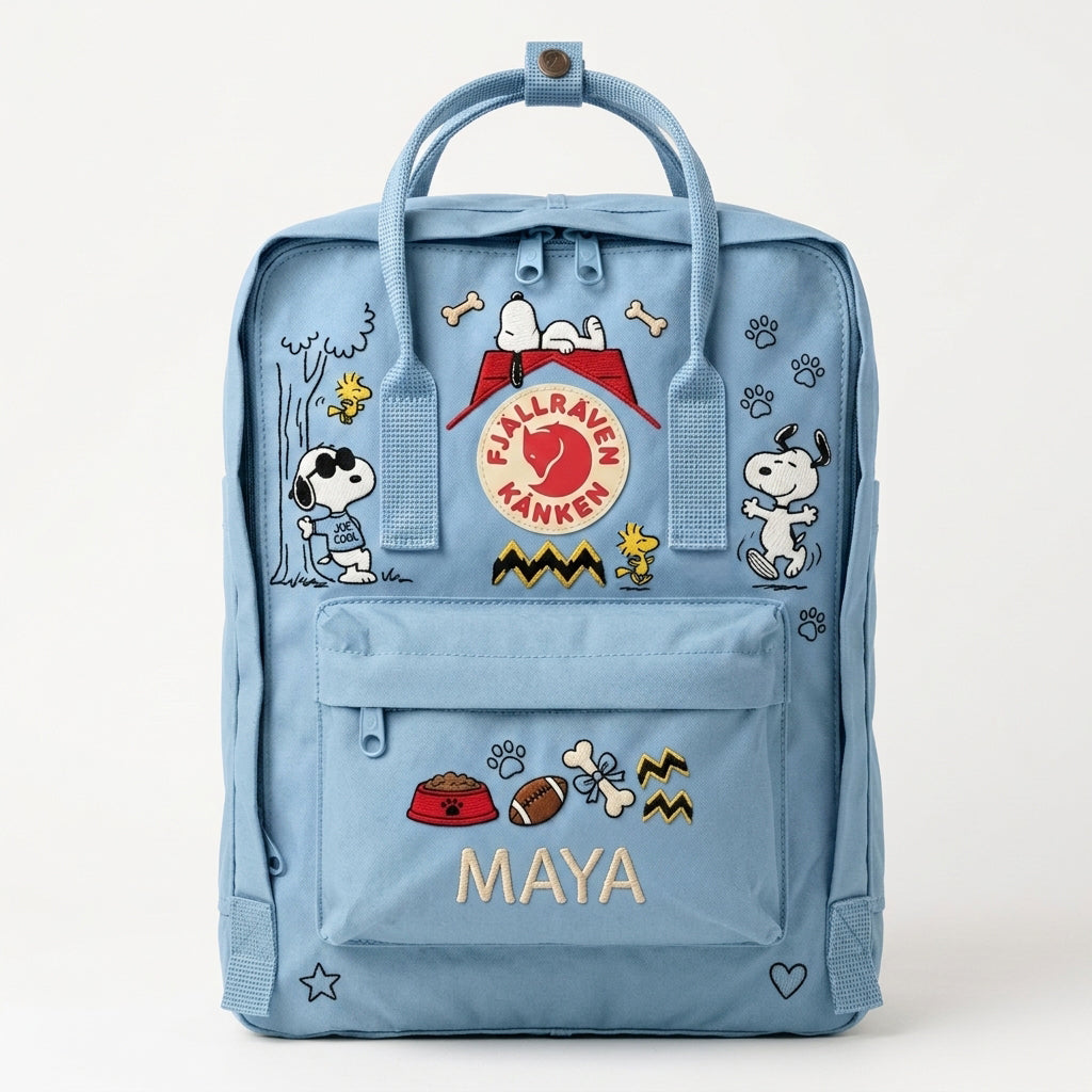 Snoopy Fjallraven Kanken Hand-Embroidered Backpack