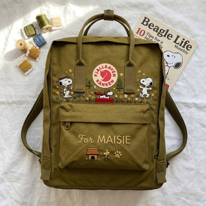 Snoopy Fjallraven Kanken Hand-Embroidered Backpack