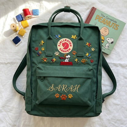 Snoopy Fjallraven Kanken Hand-Embroidered Backpack