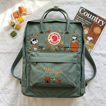 Snoopy Fjallraven Kanken Hand-Embroidered Backpack