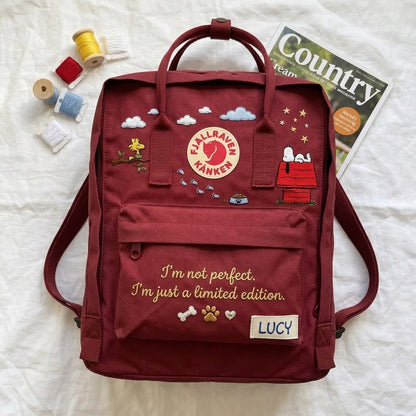 Snoopy Fjallraven Kanken Hand-Embroidered Backpack