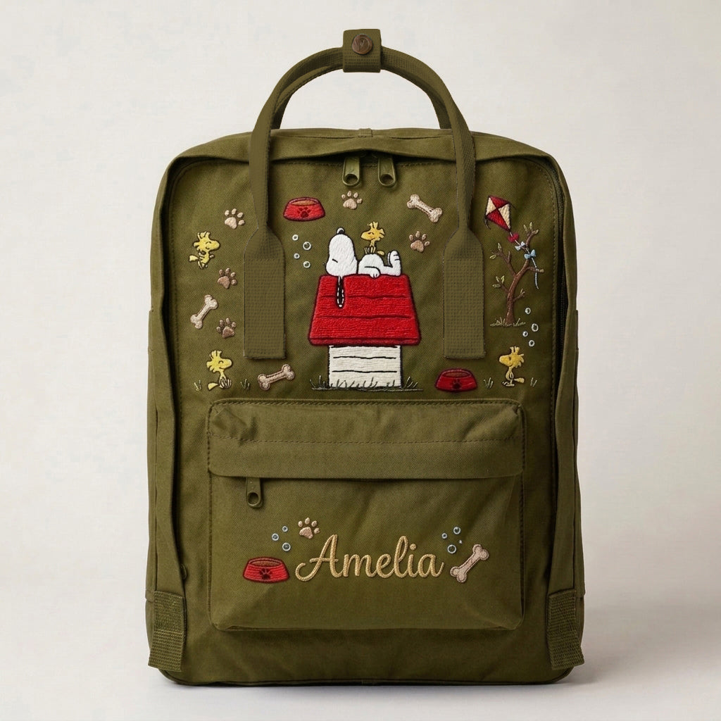 Snoopy Fjallraven Kanken Hand-Embroidered Backpack