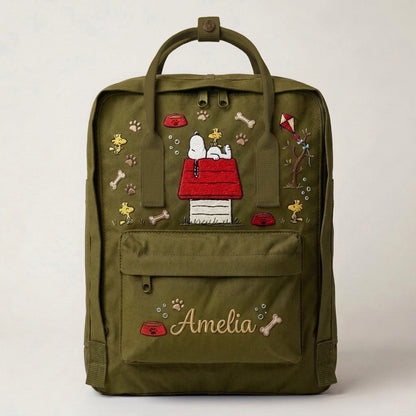 Snoopy Fjallraven Kanken Hand-Embroidered Backpack