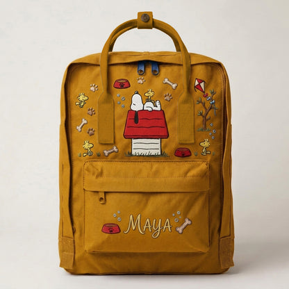 Snoopy Fjallraven Kanken Hand-Embroidered Backpack