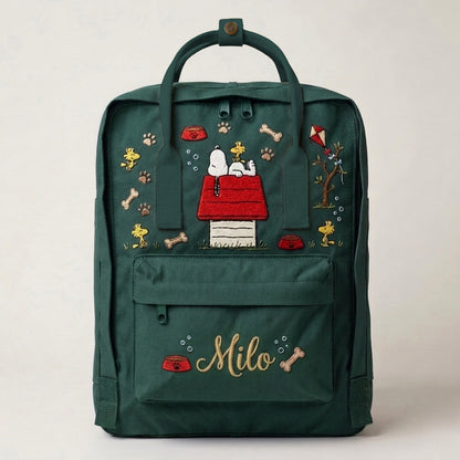 Snoopy Fjallraven Kanken Hand-Embroidered Backpack