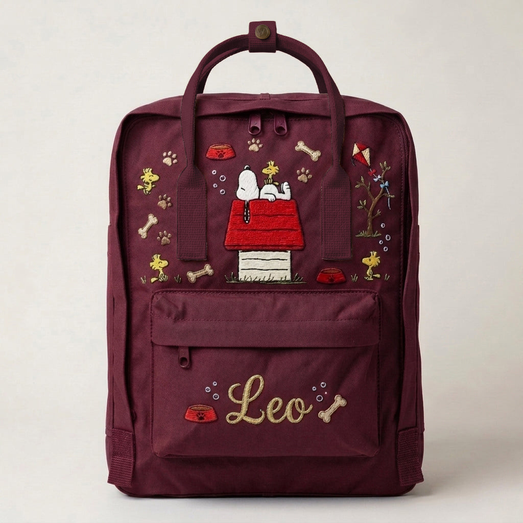 Snoopy Fjallraven Kanken Hand-Embroidered Backpack