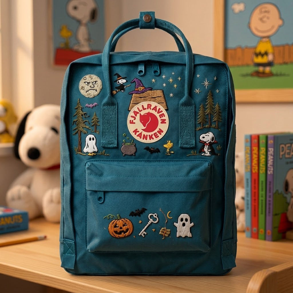 Snoopy – Halloween Fjallraven Kanken Hand-Embroidered Backpack