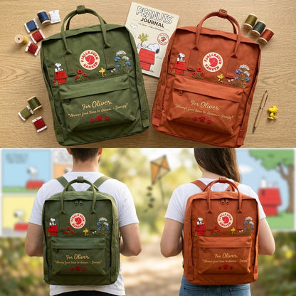 Snoopy Fjallraven Kanken Hand-Embroidered Backpack