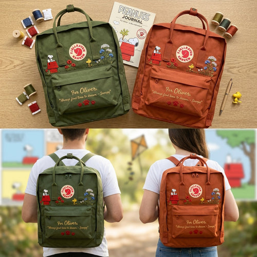 Snoopy Fjallraven Kanken Hand-Embroidered Backpack
