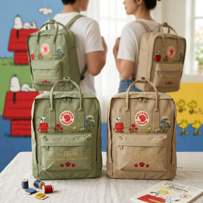 Snoopy Fjallraven Kanken Hand-Embroidered Backpack