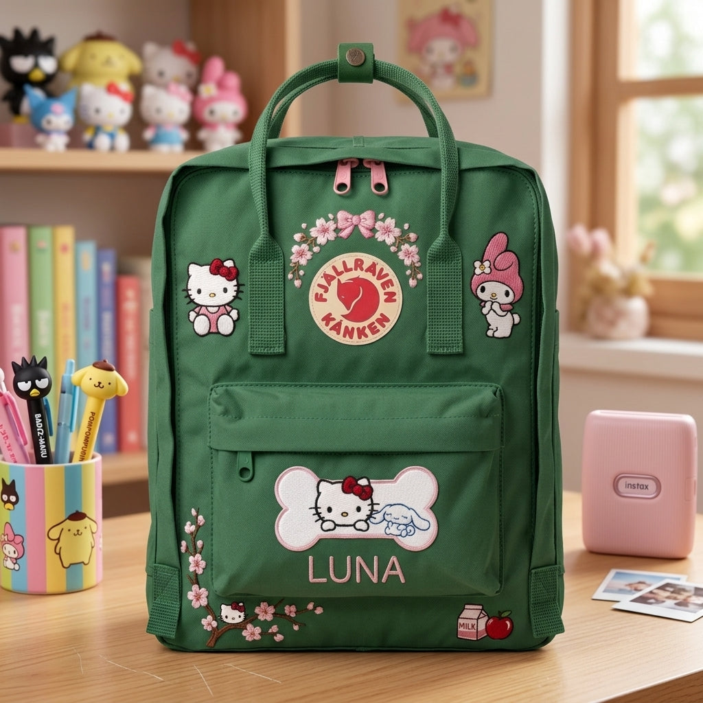 Hello Kitty Fjallraven Kanken Hand-Embroidered Backpack