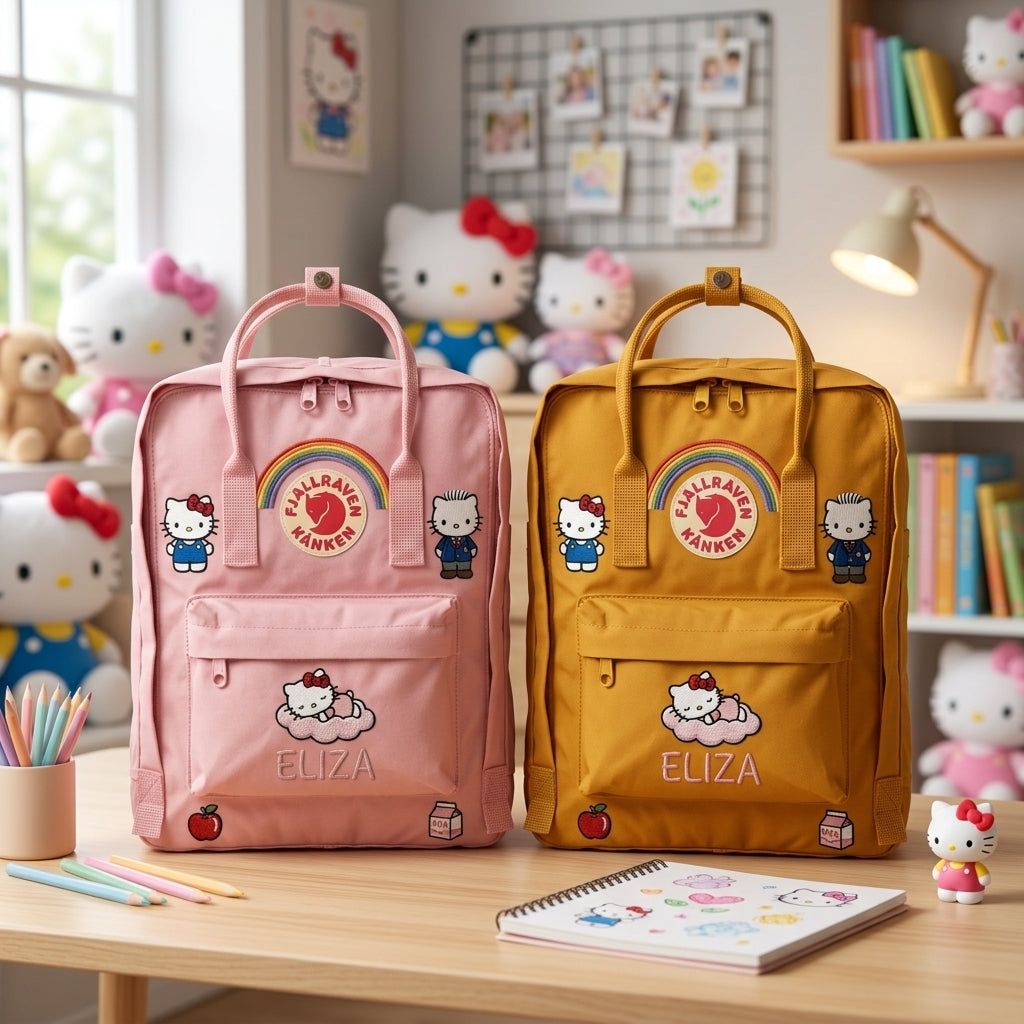Hello Kitty Fjallraven Kanken Hand-Embroidered Backpack