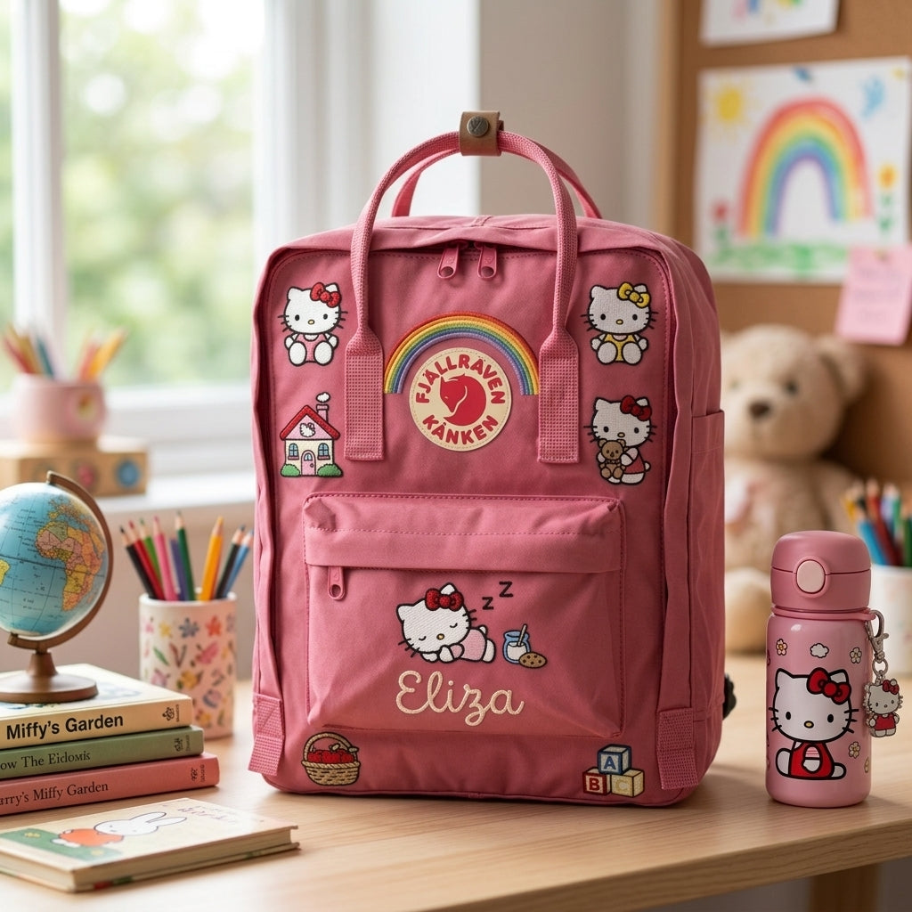 Hello Kitty Fjallraven Kanken Hand-Embroidered Backpack