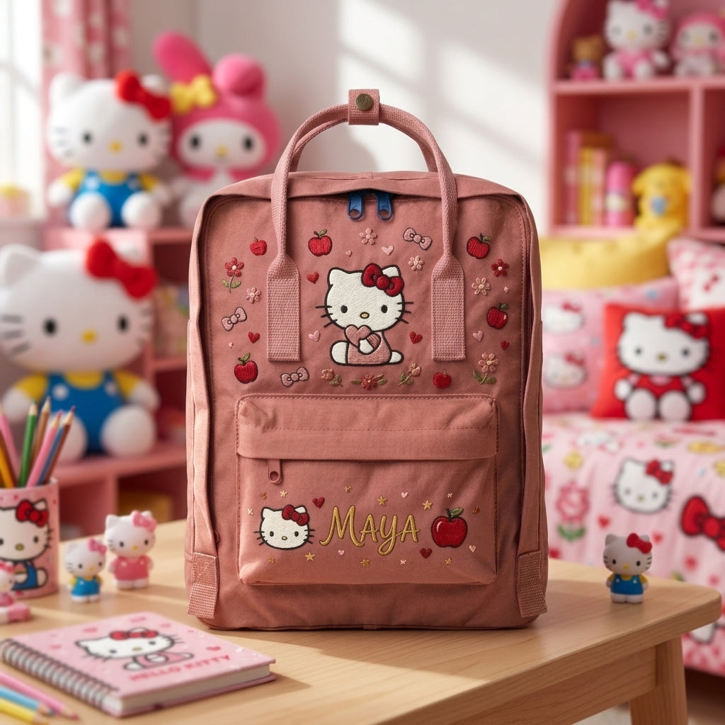 Hello Kitty Fjallraven Kanken Hand-Embroidered Backpack