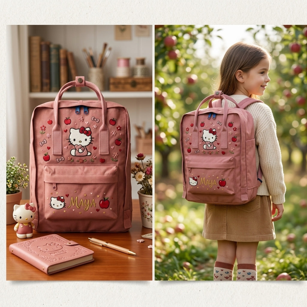 Hello Kitty Fjallraven Kanken Hand-Embroidered Backpack