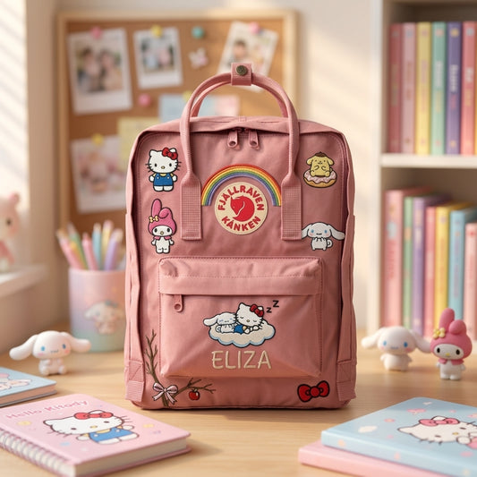 Sac à dos Hello Kitty Fjallraven Kanken brodé à la main