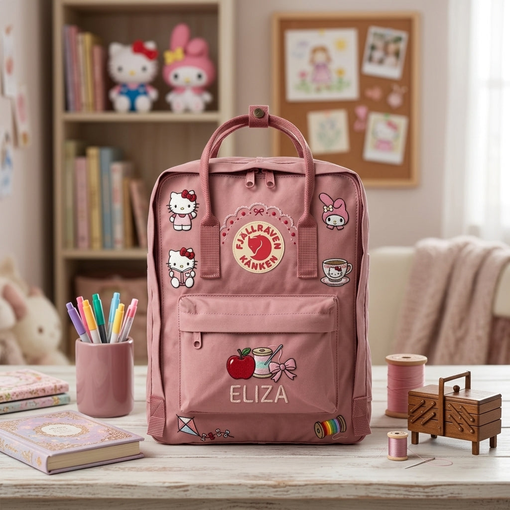 Hello Kitty Fjallraven Kanken Hand-Embroidered Backpack