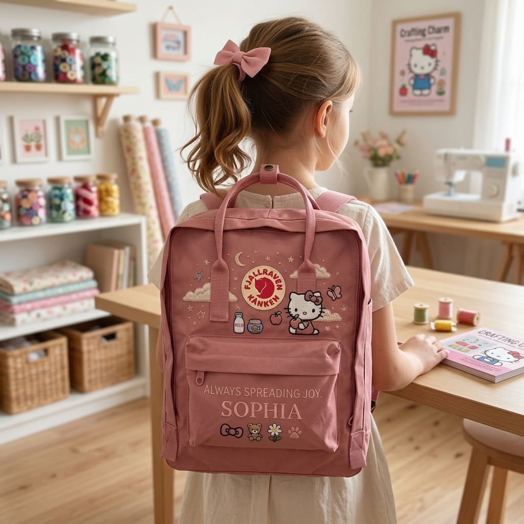 Hello Kitty Fjallraven Kanken Hand-Embroidered Backpack