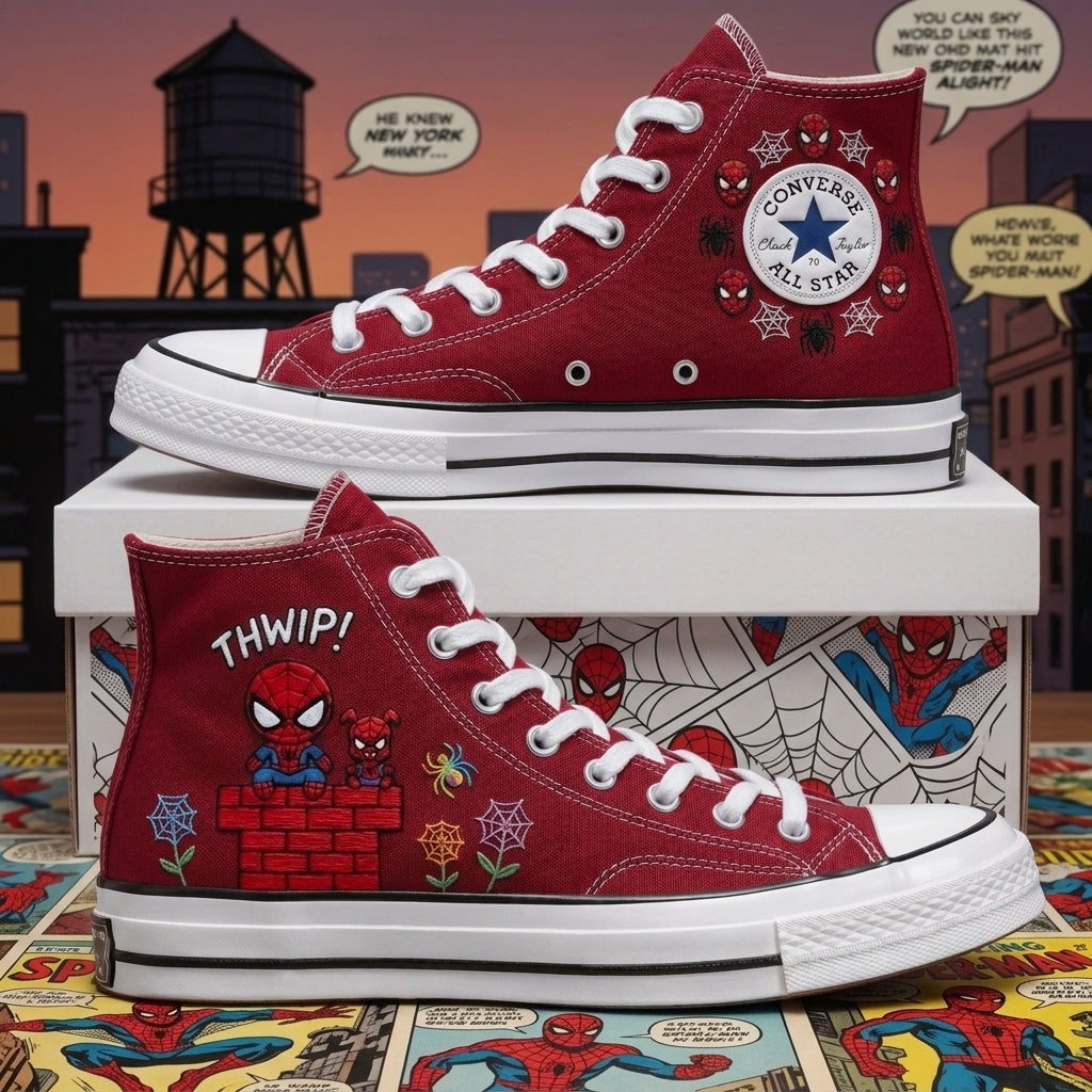 Spiderman Hand-Embroidered Converse Chuck Taylor 1970s - All Star Classic