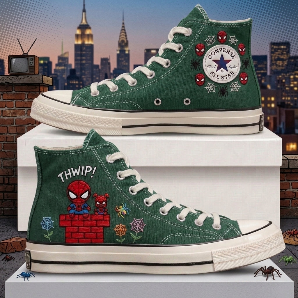 Spiderman Hand-Embroidered Converse Chuck Taylor 1970s - All Star Classic