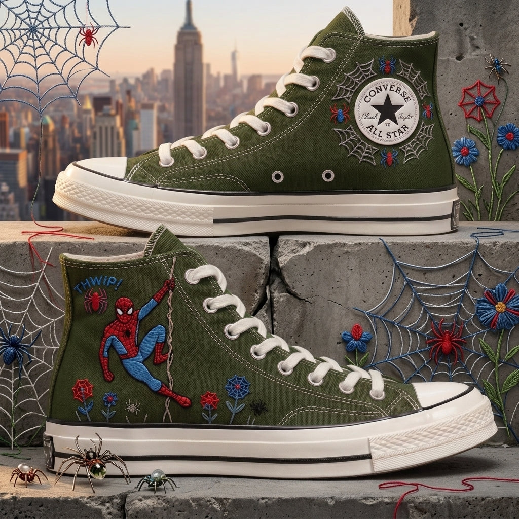 Spiderman Hand-Embroidered Converse Chuck Taylor 1970s - All Star Classic