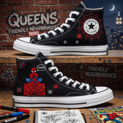 Spiderman Hand-Embroidered Converse Chuck Taylor 1970s - All Star Classic