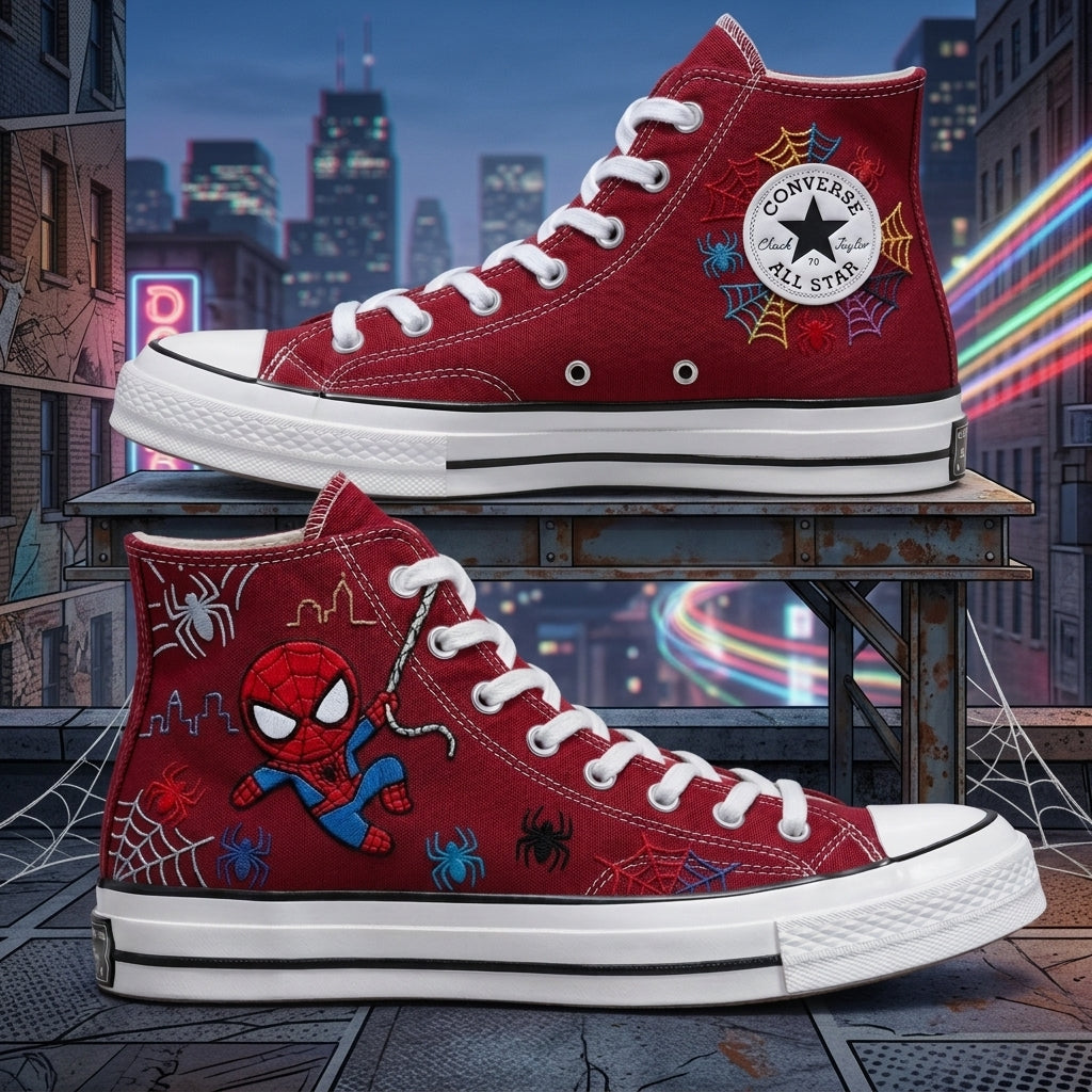 Spiderman Hand-Embroidered Converse Chuck Taylor 1970s - All Star Classic
