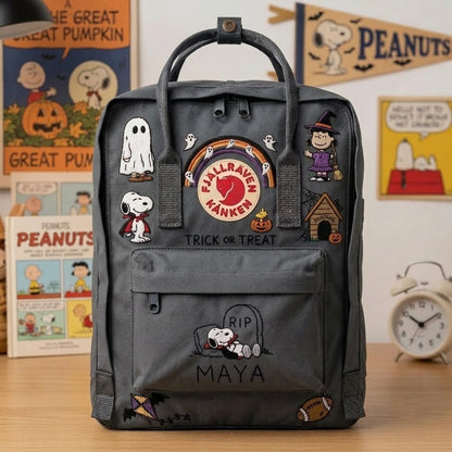 Snoopy – Halloween Fjallraven Kanken Hand-Embroidered Backpack