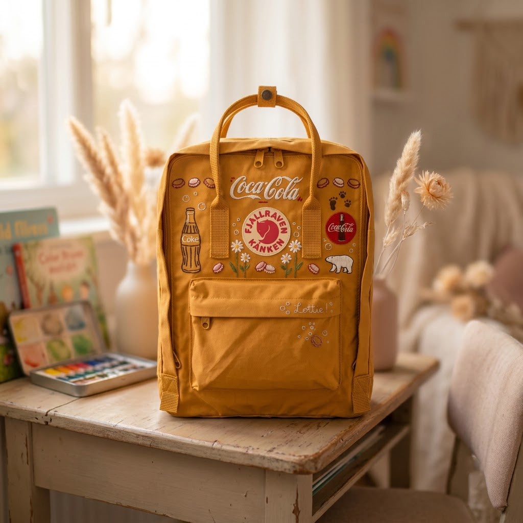Sac à dos brodé à la main Coca-cola Fjallraven Kanken