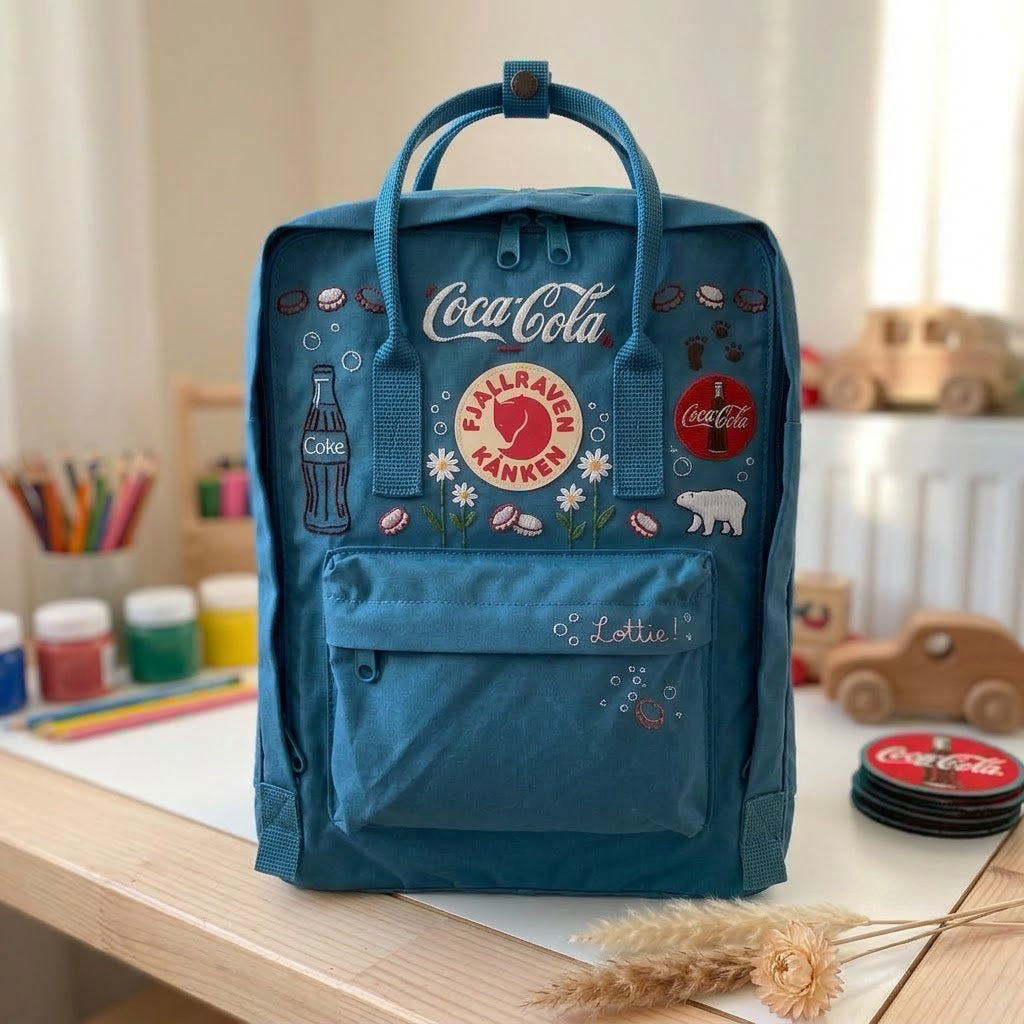 Sac à dos brodé à la main Coca-cola Fjallraven Kanken