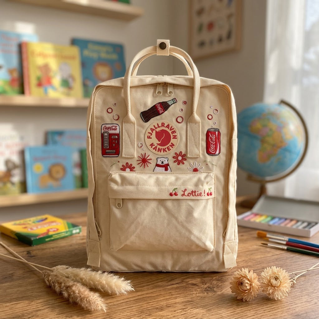 Sac à dos brodé à la main Coca-cola Fjallraven Kanken