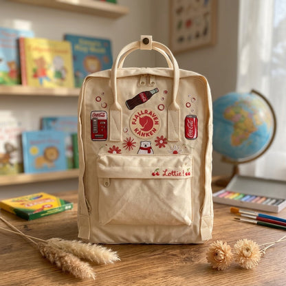 Sac à dos brodé à la main Coca-cola Fjallraven Kanken