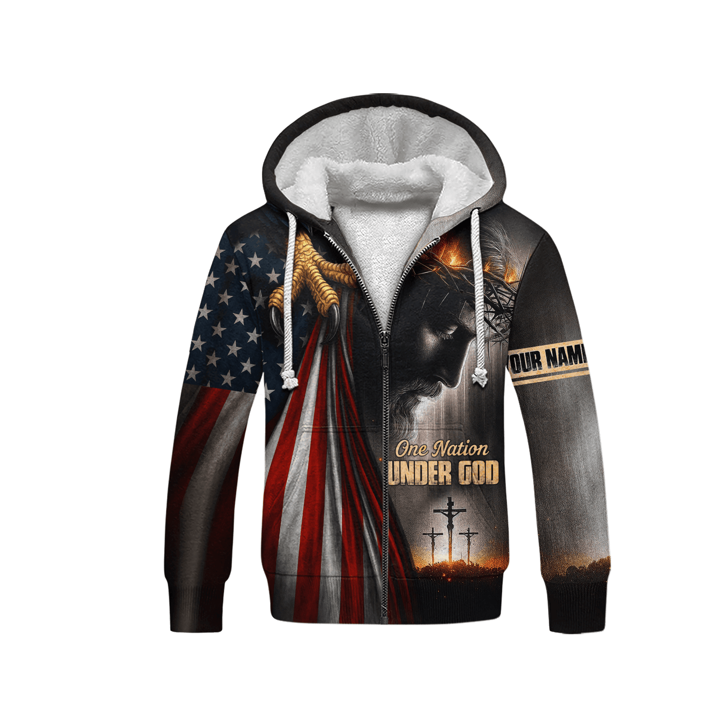 One Nation Under God – Custom Christian Flag & Cross Hoodie