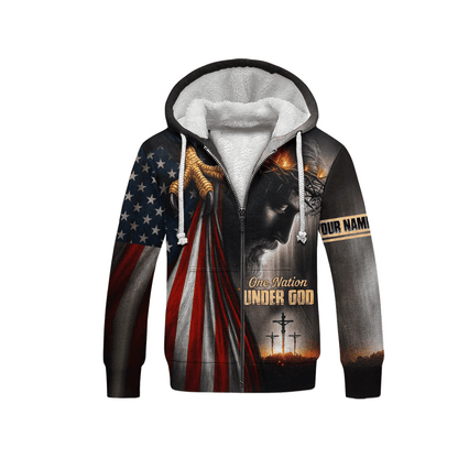 One Nation Under God – Custom Christian Flag & Cross Hoodie