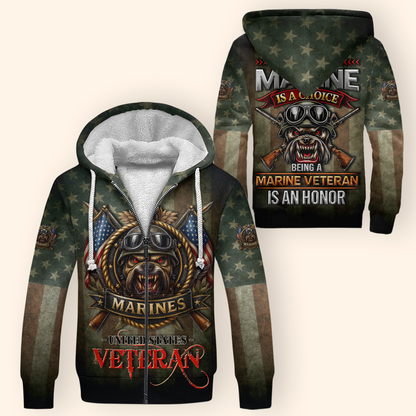 U.S. Marine Veteran Hoodie – Being a Marine Is a Choice, Being a Veteran Is an Honor, easychoo.com