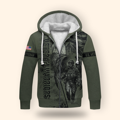 U.S. Veteran Hoodie – Veteran Warriors Military Eagle Zip Up