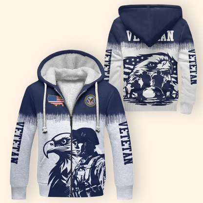 U.S. Veteran Hoodie – Eagle Design, Patriotic American Flag Zip Up MH2527