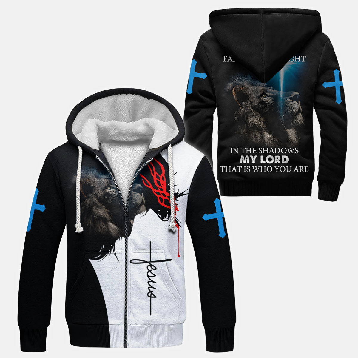 Jesus Lion and Cross Design – In the Shadows My Lord, Faith, Hope and Light