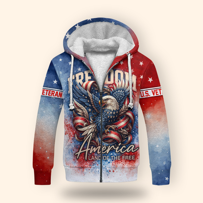 U.S. Veteran Hoodie – Freedom America Land of The Free, Patriotic Eagle Design