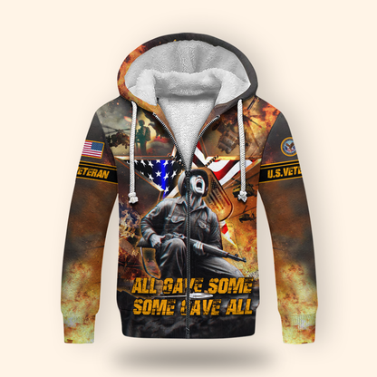 U.S. Veteran Hoodie – All Gave Some Some Gave All, American Flag Patriotic Military Hoodie, Veteran Day Gift for Heroes