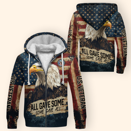 American Flag Veteran Hoodie – Patriotic Eagle All Gave Some Design