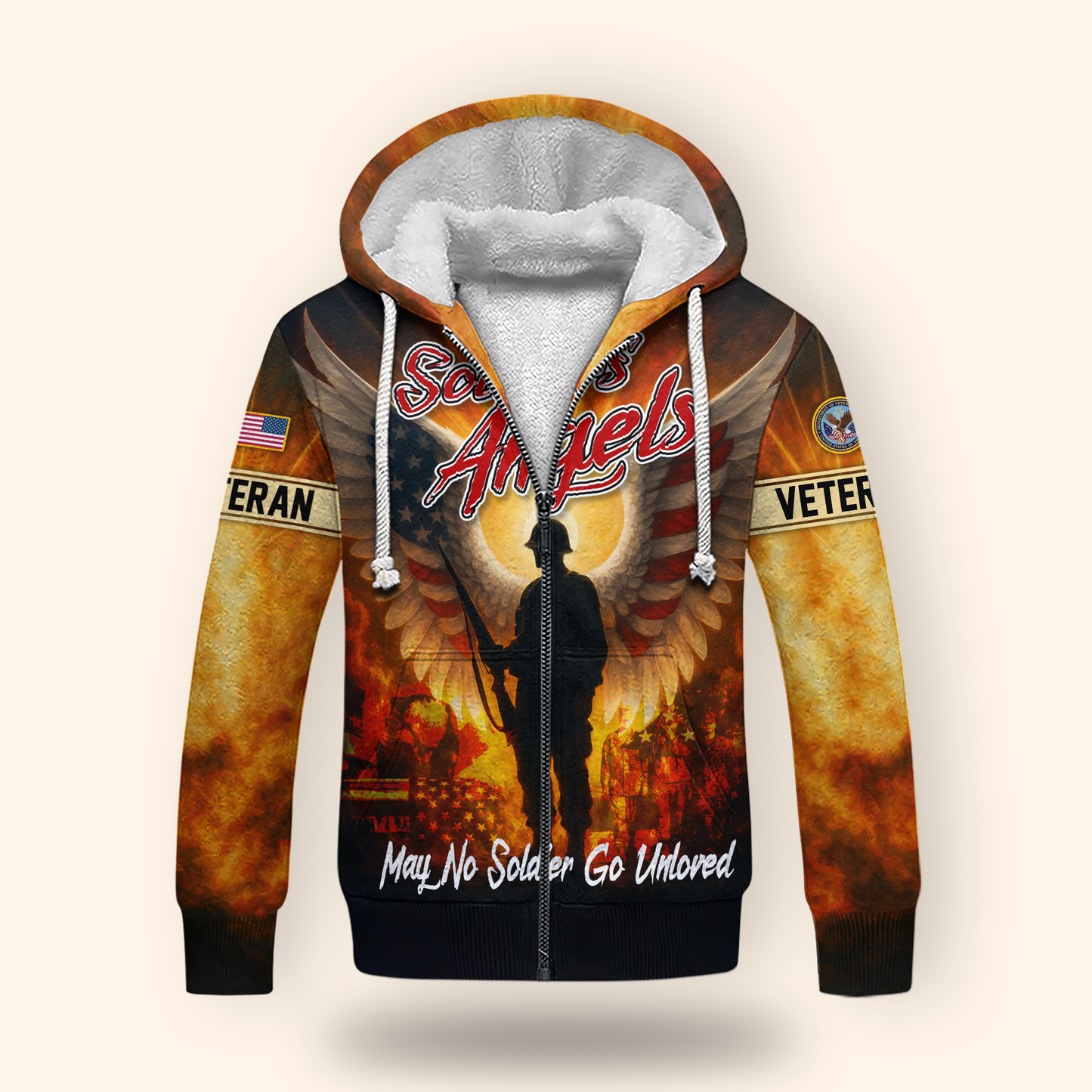 U.S. Veteran Hoodie – Eagle Design, Patriotic American Flag Zip Up MH2526