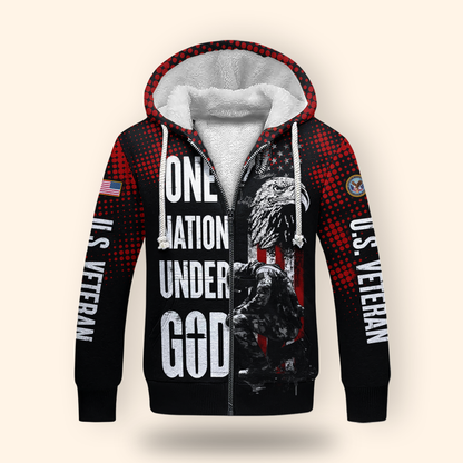 One Nation Under God Hoodie – U.S. Veteran American Flag Zip Up