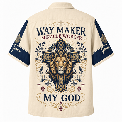 "Way Maker" Hawaiian Shirt - American Flag Patriotic Shirt with Bald Eagle