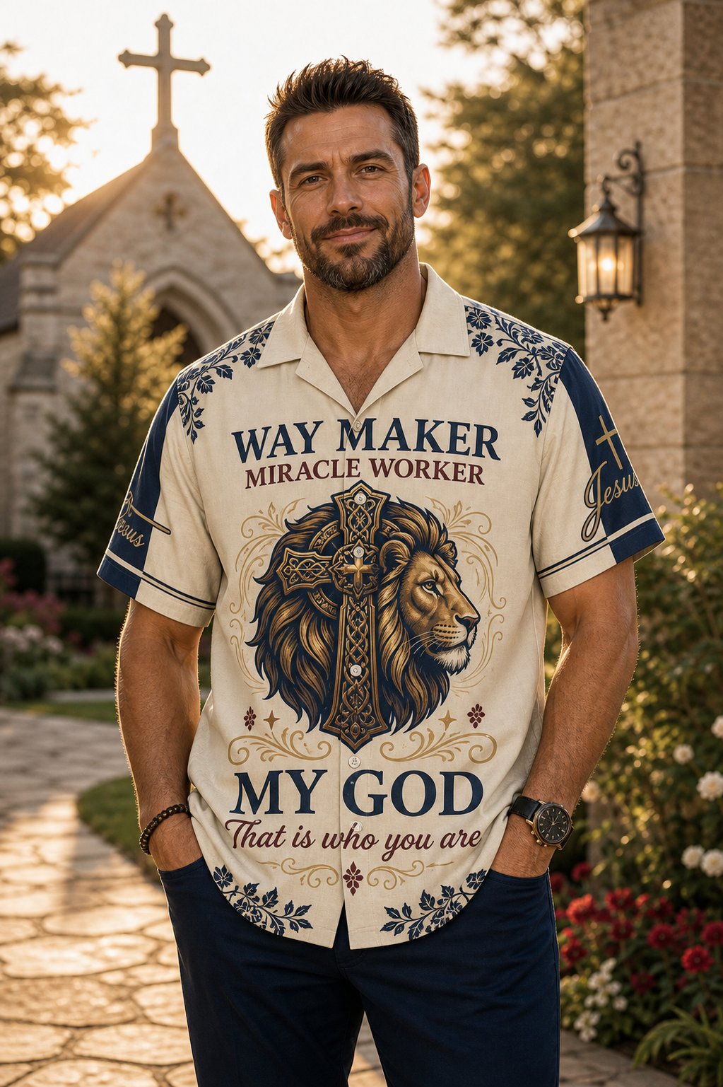 "Way Maker" Hawaiian Shirt - American Flag Patriotic Shirt with Bald Eagle