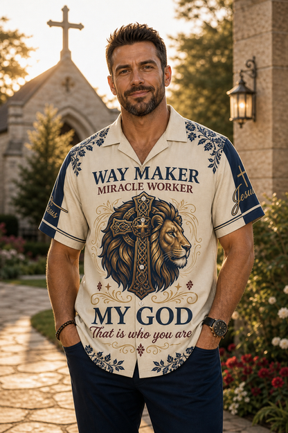 "Way Maker" Hawaiian Shirt - American Flag Patriotic Shirt with Bald Eagle