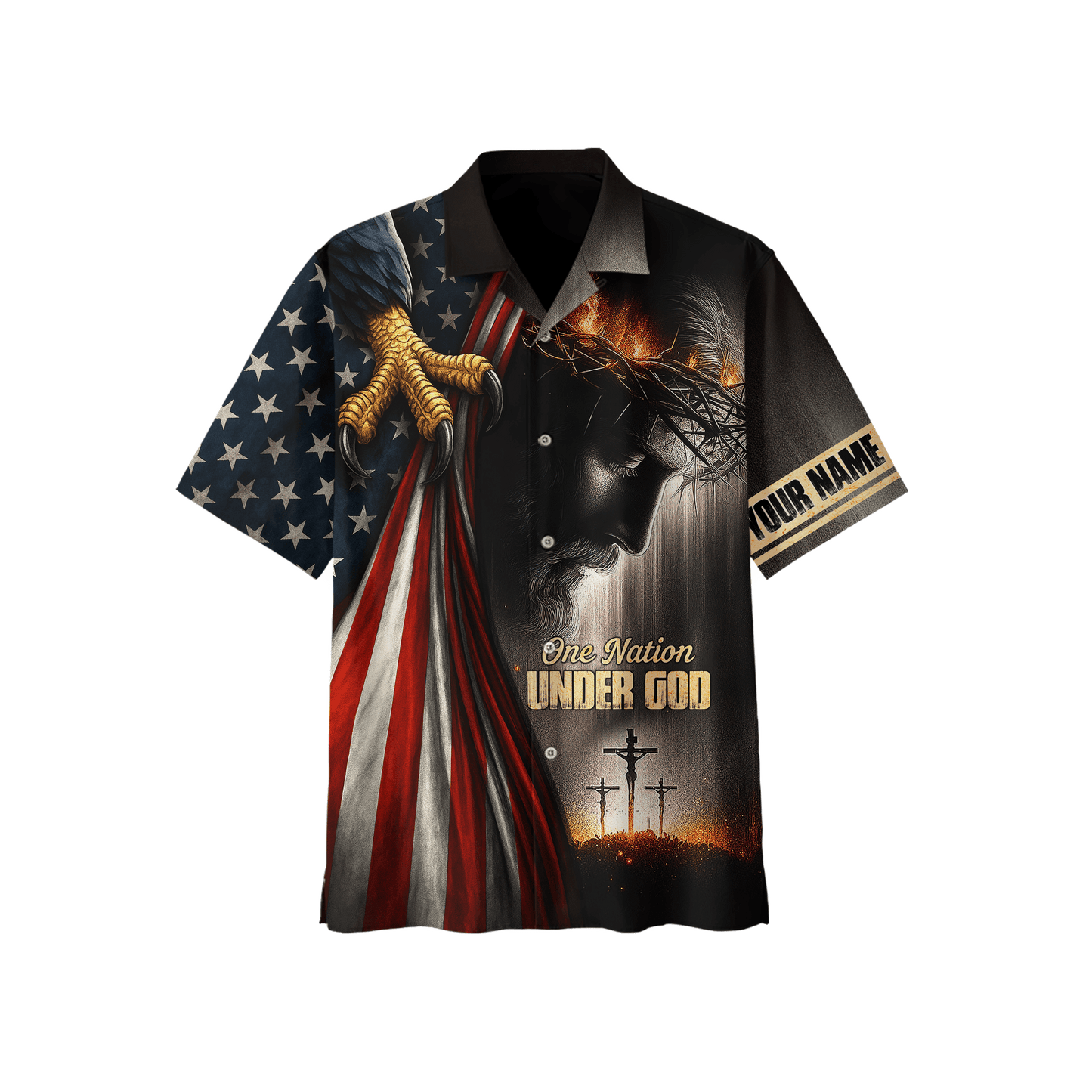 One Nation Under God – Custom Christian Flag & Cross Hoodie