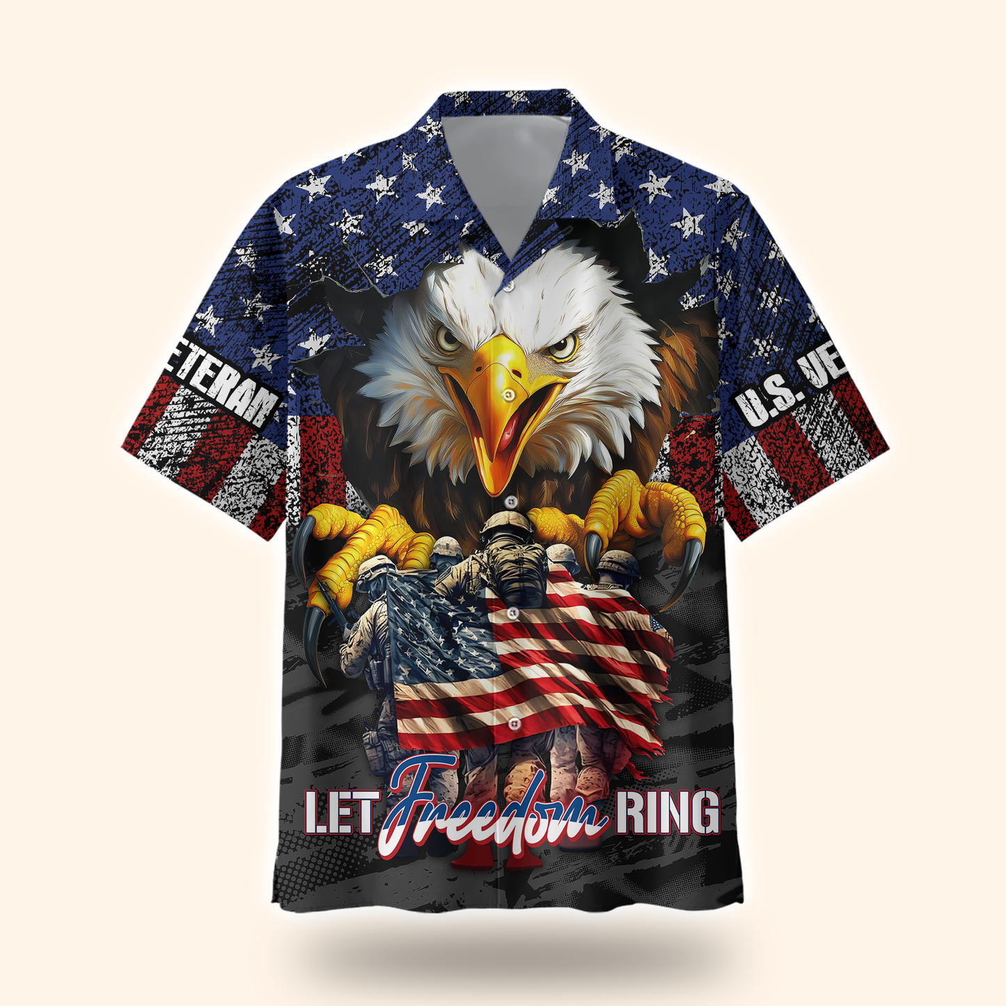 U.S. Veteran Hoodie – Let Freedom Ring, Bald Eagle & Flag Zip Up, Patriotic Military Sweatshirt for Heroes