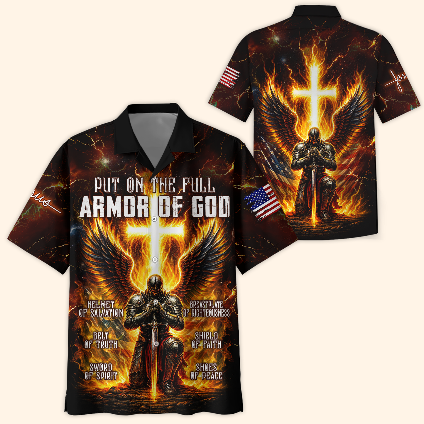Armor of God Hoodie – Christian Warrior Zip Up Sweatshirt with Cross and Bible Verse Design