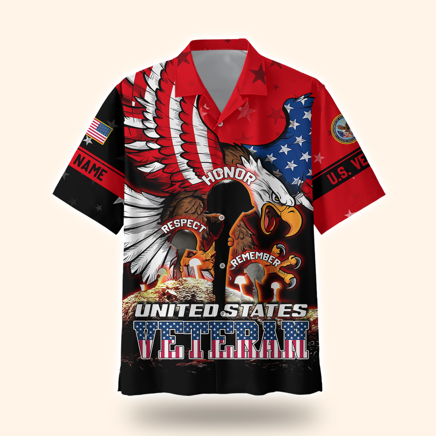 U.S. Veteran Hoodie – Honor Respect Remember Patriotic Zip Up Jacket